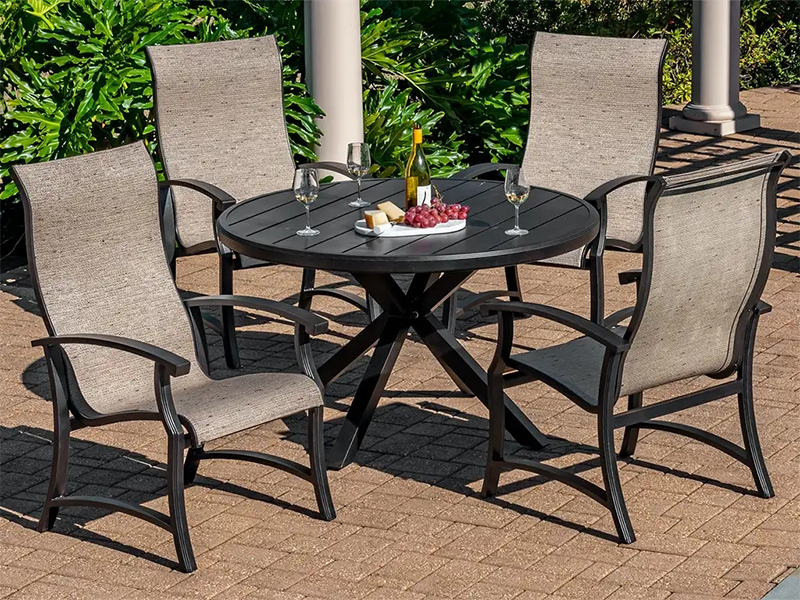 Lodge åldrad brons aluminium med sele 5 delar matsalsset (48 tum matbord)