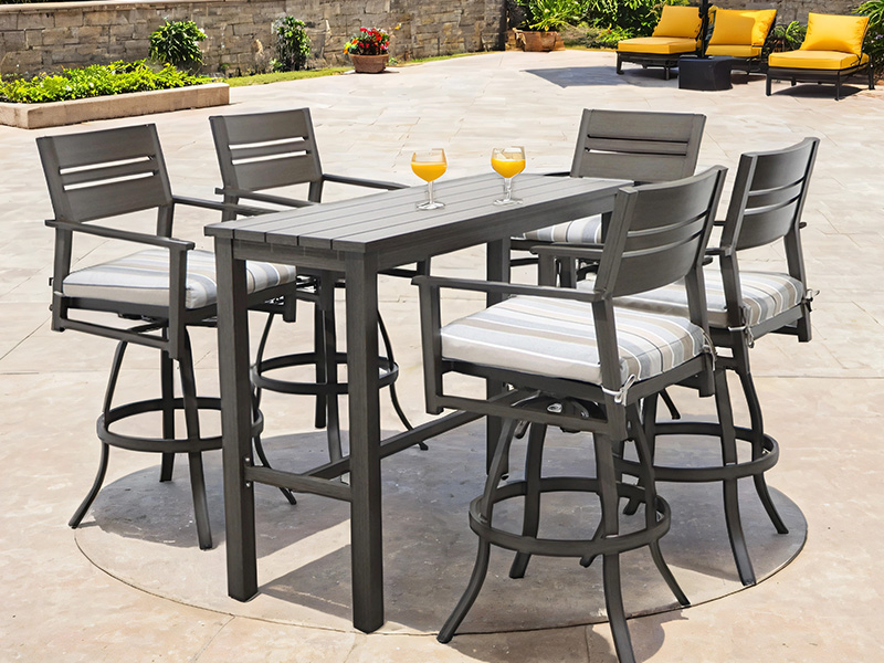 Aspect 6 delar UV-beständig aluminium Patio Swivel Barstol Set