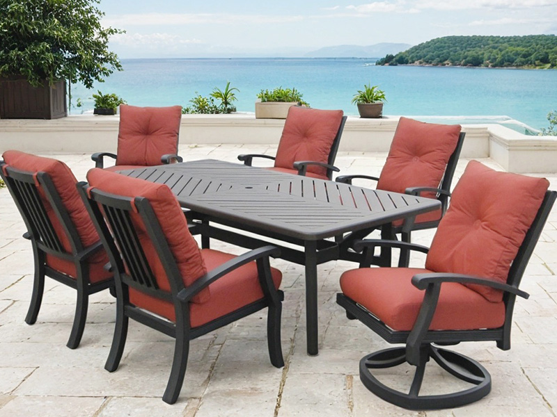Chateau Aluminium utomhus med kudde 7 delar matsalsset (86X44 tum matbord)